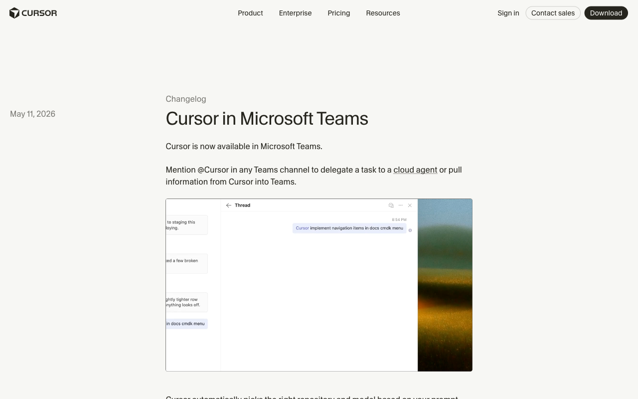 Cursor Changelog к 11 мая 2026 с релизами /multitask и Build in Parallel